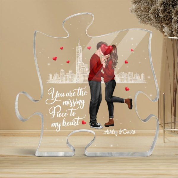 The Missing Piece To My Heart Standing Kissing Couple Personalized Puzzle Acrylic Plaque Supply - Image 4