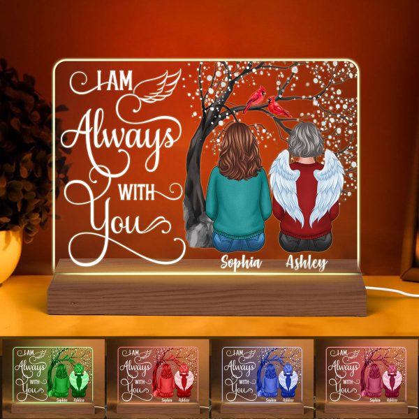 Always With You Personalized Memorial Remembrance Gift Personalized Custom Shape Acrylic Plaque LED Night Light Discount