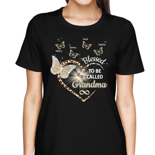 Heart Butterflies Grandma Leopard Personalized Shirt For Discount - Image 2