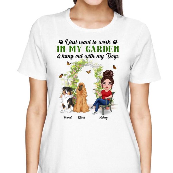 Work In Garden And Hang Out With Cute Sitting Dog Gardening Doll Personalized Shirt Online now - Image 2