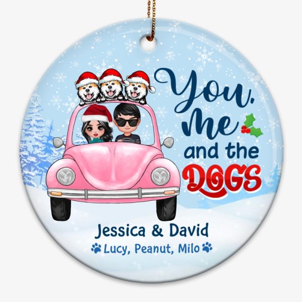 You Me Dogs In Car Christmas Personalized Circle Ornament Supply - Image 3