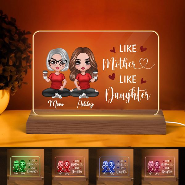 Doll Like Mother Like Daughter Gift For Mom For Daughter Personalized Custom Shape Horizontal Rectangle Acrylic Plaque LED Night Light For Discount