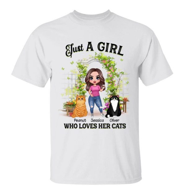 A Girl Loves Her Cats Flower Gate Personalized Shirt Online Sale
