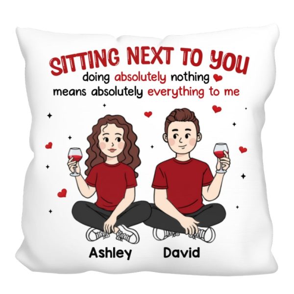 Cartoon Couple Sitting Next To You Personalized Pillow Supply - Image 3