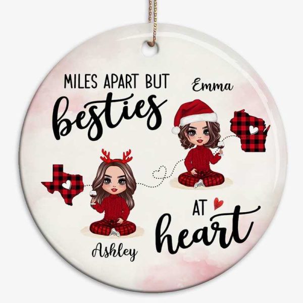 Red Plaid Long Distance Doll Besties Personalized Circle Ornament Fashion - Image 2