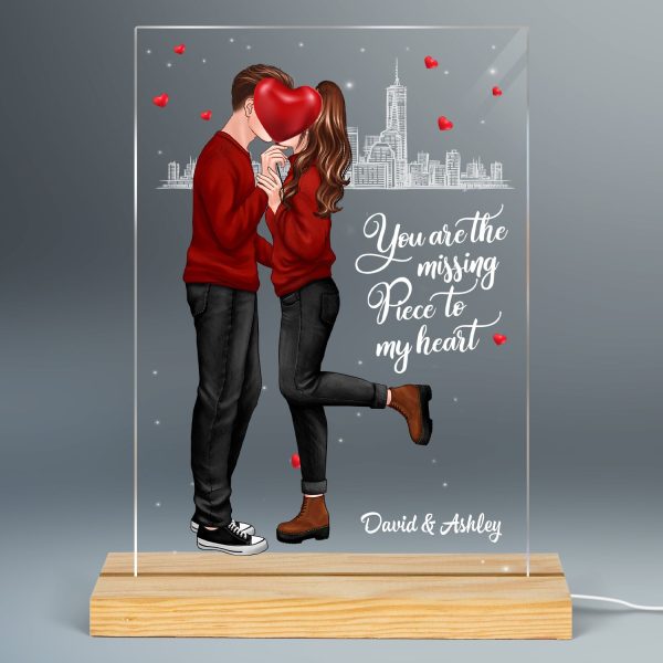 The Missing Piece To My Heart Standing Couple Personalized LED Night Light - Acrylic LED Lamp Cheap - Image 2