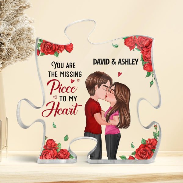 Rose You Are My Missing Piece Doll Couple Kissing Gift For Him For Her Personalized Puzzle Acrylic Plaque Hot on Sale