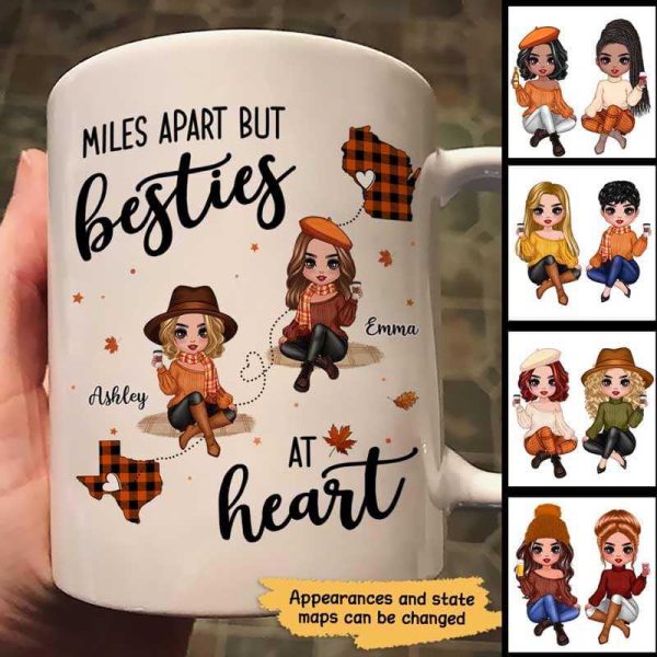 Fall Season Plaid Long Distance Doll Besties Personalized Mug For Discount - Image 2