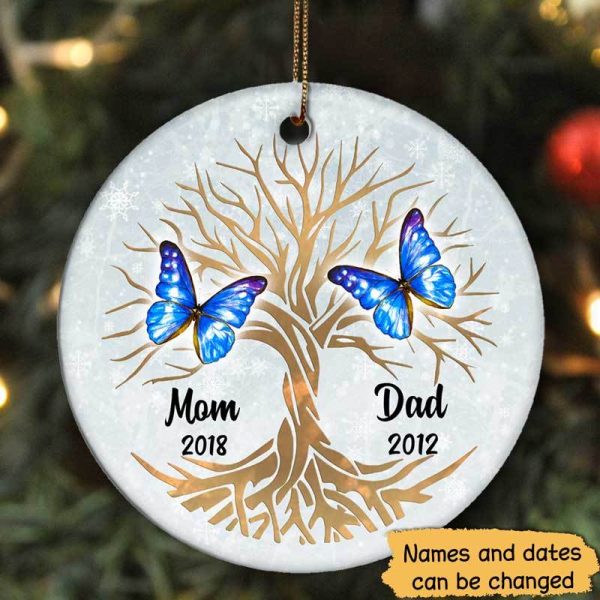Golden Tree Butterflies Memorial Personalized Circle Ornament Online Sale