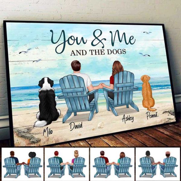 Back View Couple You Me The Dogs Beach Landscape Personalized Horizontal Poster Online