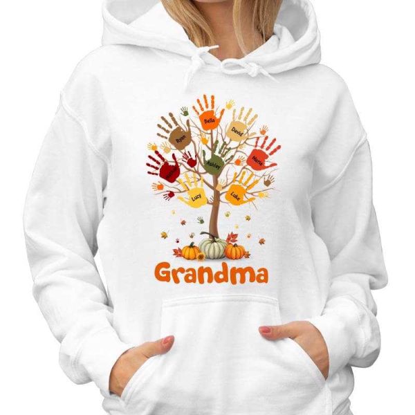 Fall Season Grandma Kid Hands On Tree Personalized Shirt Online - Image 4