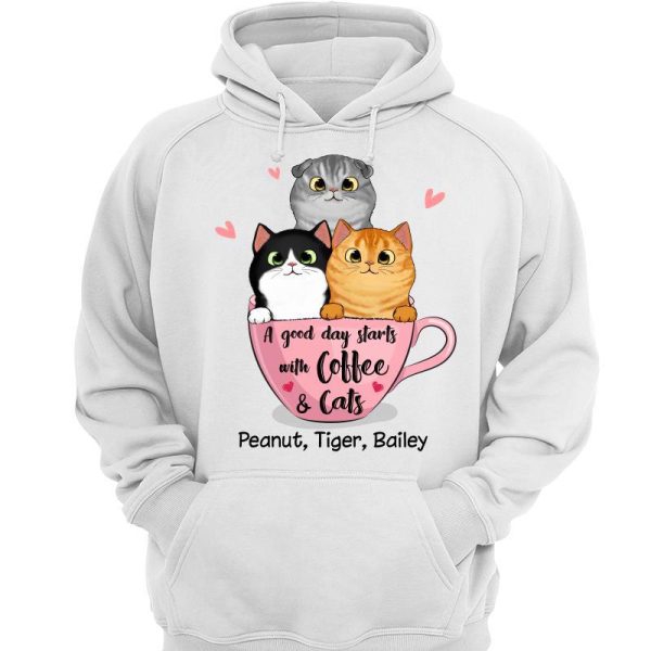 A Good Day Starts With Coffee And Cats Personalized Shirt Online Sale - Image 3