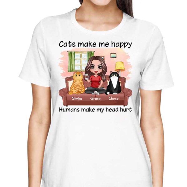 Doll Girl On Sofa With Cats Personalized Shirt Fashion - Image 2