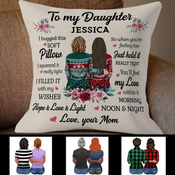 To My Daughter Flower Personalized Pillow (Insert Included) on Sale