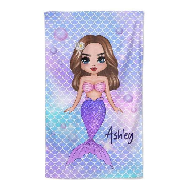 Mermaid Colorful Name Family Personalized Beach Towel Sale
