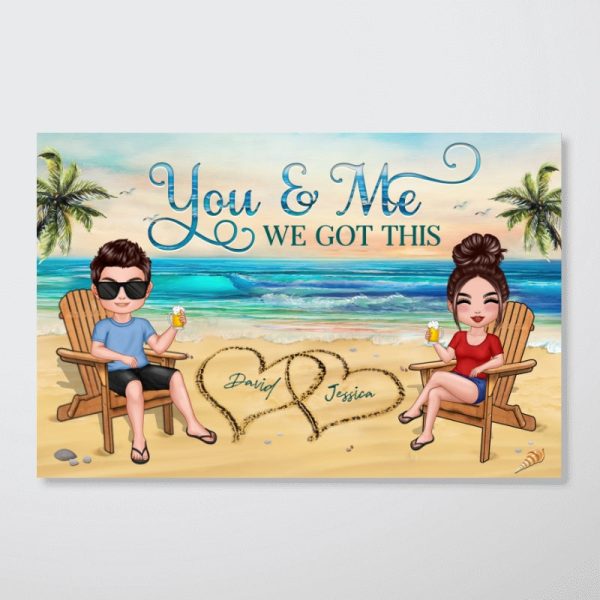 You Me We Got This Summer Doll Couple On Beach Personalized Horizontal Poster, The Perfect Personalized Anniversary Gift For Him, For Her on Sale - Image 5