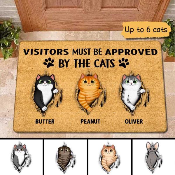 Fluffy Cats Tearing Visitors Must Be Approved Personalized Doormat Online