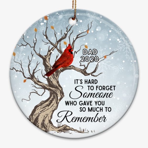 Hard To Forget Cardinal Memorial Personalized Circle Ornament on Sale - Image 3