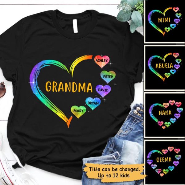 Grandma Mom Heart Personalized Shirt Discount