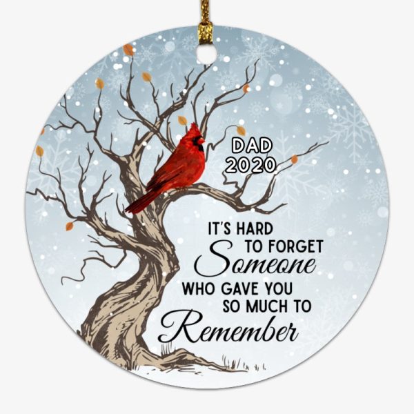 Hard To Forget Cardinal Memorial Personalized Circle Ornament on Sale - Image 4