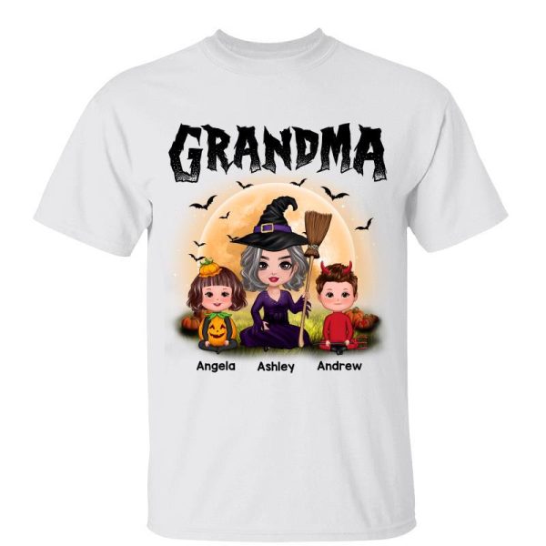 Grandma Mom Witch Doll Kids Halloween Personalized Shirt Hot on Sale