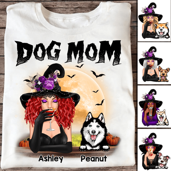 Halloween Witch Dog Mom Personalized Shirt Sale