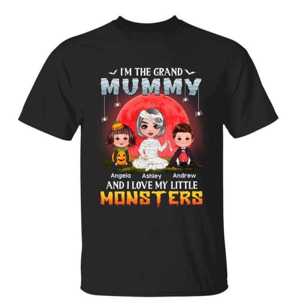 Grand Mummy And Little Monsters Halloween Personalized Shirt Hot on Sale