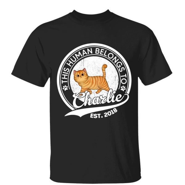 This Human Belongs To Walking Fluffy Cat Personalized Shirt Hot on Sale