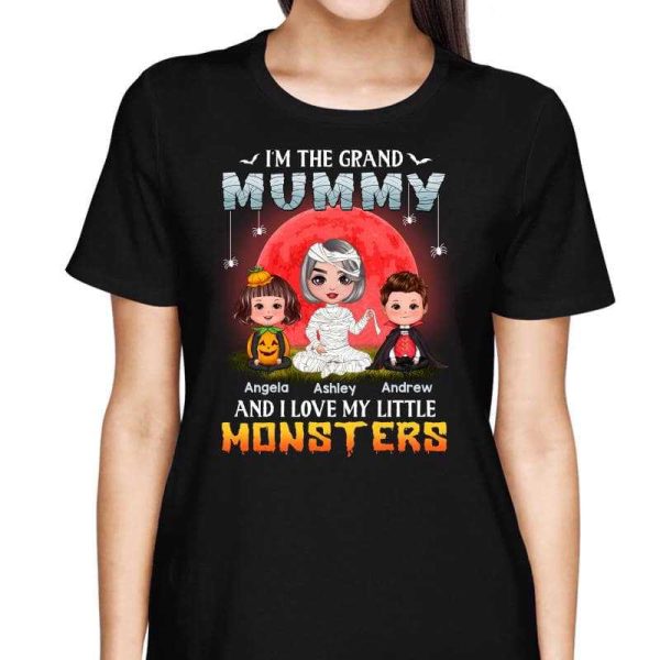 Grand Mummy And Little Monsters Halloween Personalized Shirt Hot on Sale - Image 2