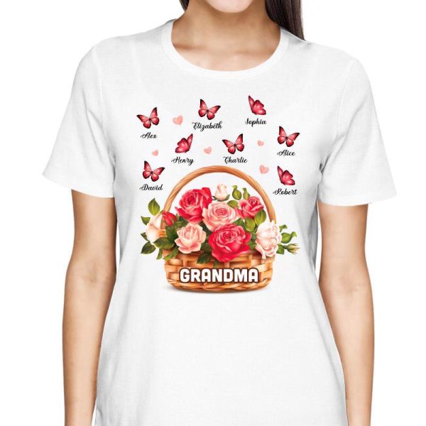 Grandma Flower Basket Personalized Shirt Online now - Image 2