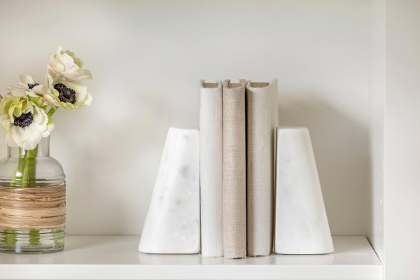 White Marble Bookends Online now - Image 2
