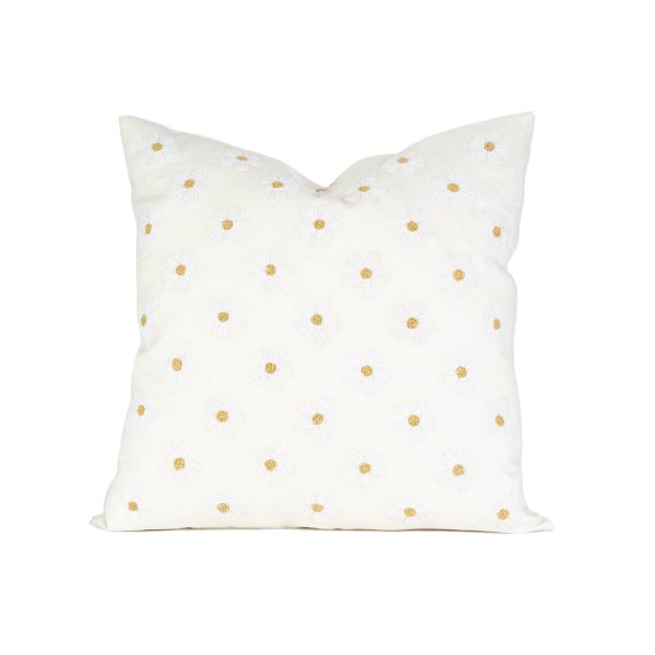 Daisy Embroidered Pillow Online now