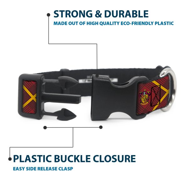 Plastic Clip Collar - Harry Potter Gryffindor Crest Plaid Reds Gold on Sale - Image 4